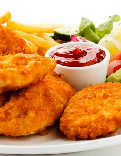 Kids Menu - chicken nuggets, chips and salad